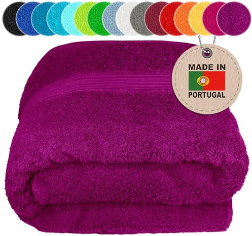 Lashuma Frottee Handtuch groß 100x200 cm Baumwolle, Linz Badetuch XXL, Saunatuch in Orchideen Lila für Wellness