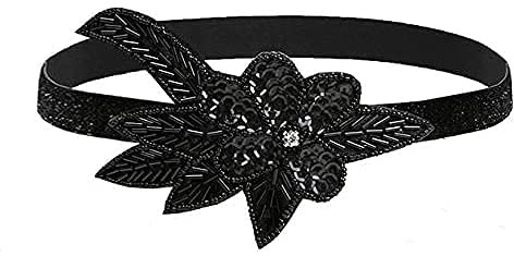XLKJ 1920s Stirnband Feder Damen, Haarband Damen Gatsby Kostüm Accessoires, Stirnband Feder Flapper Haarschmuck Kopfschmuck für Gatsby-Thema, Make-up, Hochzeit, Retro-Kleiderparty Schwarz