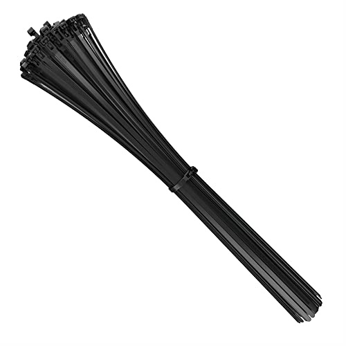 intervisio Kabelbinder Wiederverschließbar, 540mm x 7,6mm, schwarz, Extra Lang, 100 Stück, Wiederlösbar, Wiederverwendbar