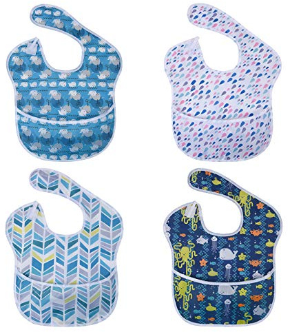 Vicloon bomull haklappar, 4 st vattentät haklapp, Baby bandana, unisex vattentät haklapp med roliga tryck för bebisar från 0 månader till 3 år