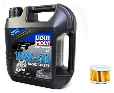 Motoröl Set mineralisch 10W40 4 Liter + Ölfilter MF112 für H o n d a Kawasa ki S u z u k i FMX FX NX SLR TRX XBR XL XR BN KFX KLX KX SL Z DR-Z