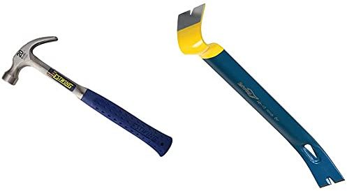 Estwing E3/20c Curved Claw Hammer - Vinyl Grip 20oz & Ehb/15 Handy Bar 15in