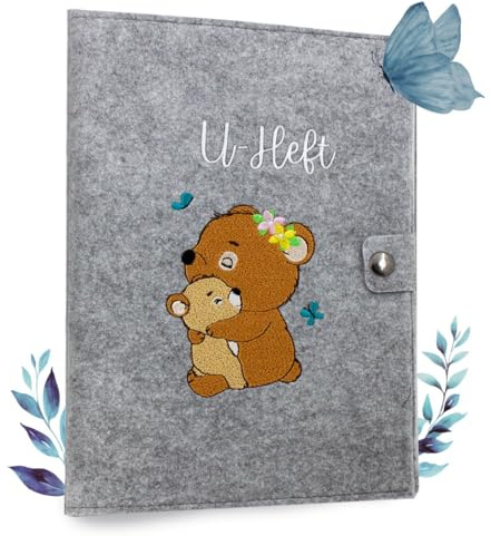 Cozy Racoon U-Heft- und Impfpasshülle aus Filz| 3- teiliges Set | Hochwertige Hülle für Untersuchungsheft, Impfpass und Versichertenkarte Deines Kindes | Design Bären