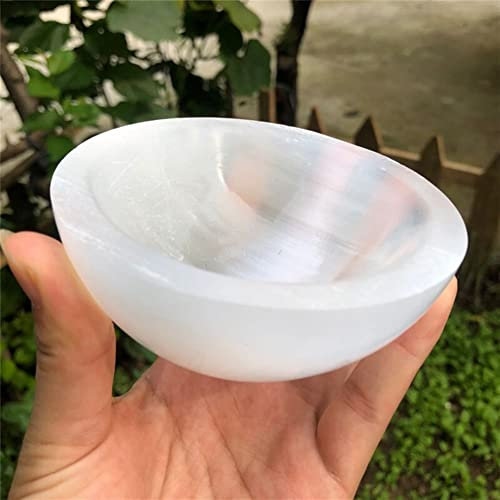 DOUPE Lucky Healing Crystal Cristales de curación Natural Piedra Blanca Selenite Cuenco Redondo for decoración del hogar Regalos de decoración del hogar (Color : Selenite, Size : 9-11cm)
