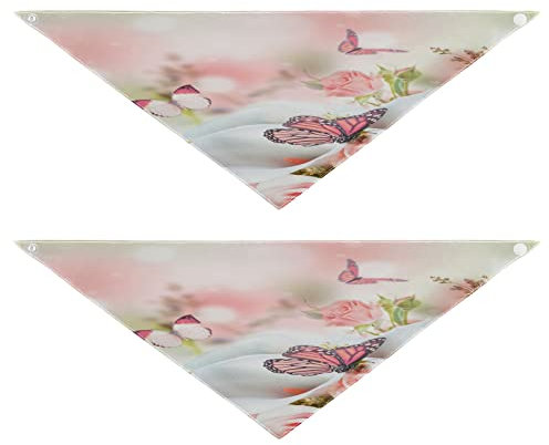 2 Stück Hundehalstücher Milch Seide Haustier Bandana Schal Druckknopf Dreieck Lätzchen Halstuch Set für kleine bis große Welpen Hunde Katzen großer Blumenstrauß Braut gelbe Rosen