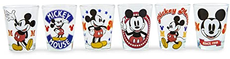 Disney Vintage Mickey Mouse 2-Ounce Mini Shot Glasses | Set of 6