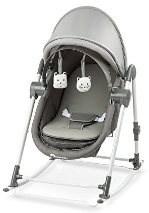 Bebeconfort Calys, Transat pour bébé 3 en 1, Transat, Balancelle et Berceau, de la naissance jusqu'à environ 9 mois, Grey Mist