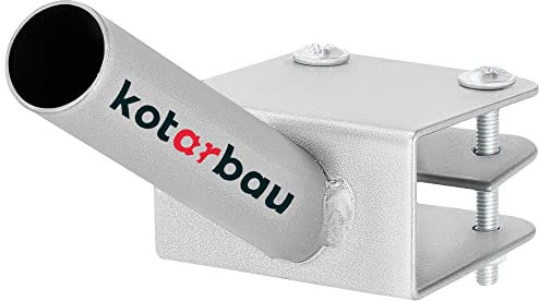 KOTARBAU® Support de drapeau 1 compartiment pour une hampe - Montage sur balustrade - 170 mm - Revêtement par poudre - Gris