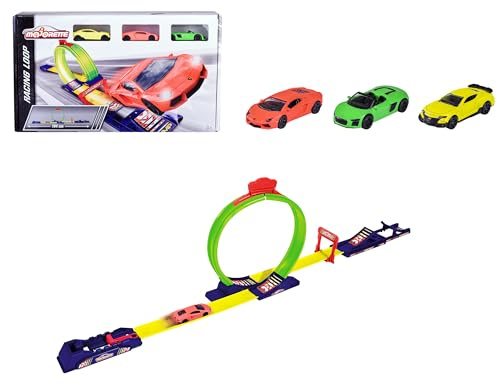 Majorette - Racing Loop – Startbahn – Autostarter – Looping und Sprung – 3 Fahrzeuge inklusive – ab 3 Jahren – 212051027