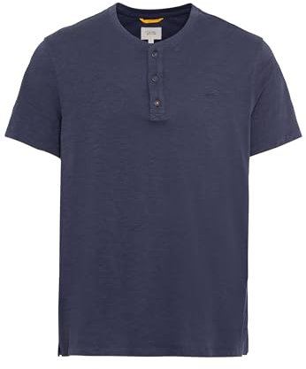 camel active Herren Kurzarm Henleyshirt aus Reiner Baumwolle Dunkelblau, menswear-3XL