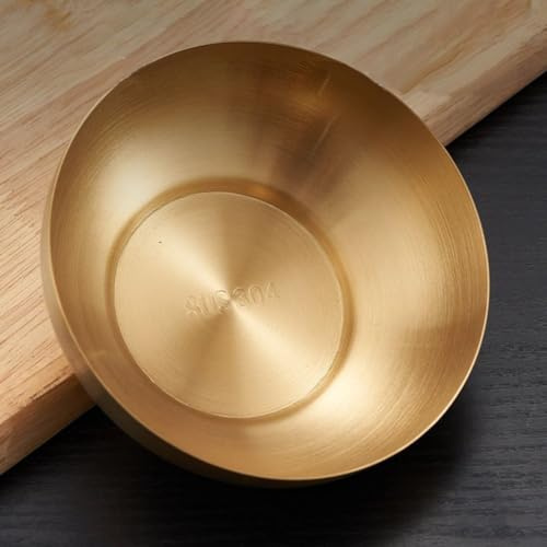 Zoegneer Sushi-Dip-Schalen aus Edelstahl, goldfarben und silberfarben, für Küche, Zuhause, Restaurant (15 cm, goldfarben)