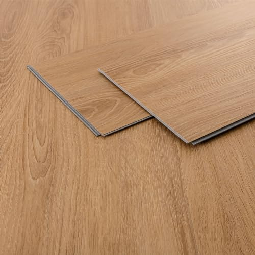 ML-Design Deluxe PVC Bodenbelag, Click Vinyl-Dielen, Vinylboden, 122 cm x 18 cm x 4,2 mm, Dicke 4,2 mm, 6,16m²/28 Dielen, Sandbar Eiche, Braun, Holzoptik, rutschfest, wasserfest, Belastungsklasse 34