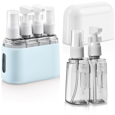 flintronic 50ml Flacons Vide de Voyage, Petit Bouteilles de Voyage, Ensemble Spray Kit de Bouteille de Voyage, Flacons Pulvérisateurs*4, Flacons à Pompe*4, Étiquettes*2, Boîte*2