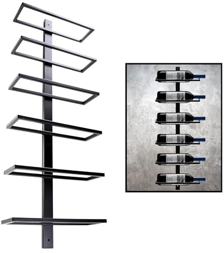 catrinaz® Wand-Weinregal für 6 Flaschen – Hängendes Weinregal aus Hochwertigem Stahl – Matt Schwarz – Industrielles Design – Platzsparend & Dekorativ