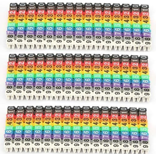 Lot de 3 marqueurs de câble numériques pour câbles colorés de 2 à 7 mm de diamètre