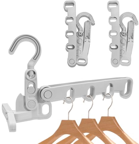 LELE LIFE Faltbarer Wäscheständer für Kleidung, Wäscheständer, faltbar, für Reisen, zusammenklappbar, Grau, 3 Stück