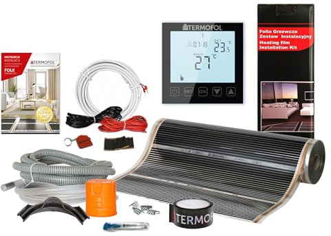 Termofol Riscaldamento Elettrico a Pavimento Set - Kit Riscaldamento con Termostato H1 Riscaldamento ausiliario Potenza 80W/m² - Superficie 2 m² Riscaldamento Elettrico a Pavimento