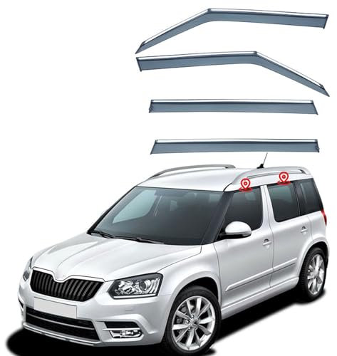 WYXFCBF Auto Windabweiser für Skoda YETI MK1-5L 2009-2015 2016 2017, 4 Stück Windabweiser Autofenster Seitenscheiben Regenabweiser Visiere, Auto Zubehör