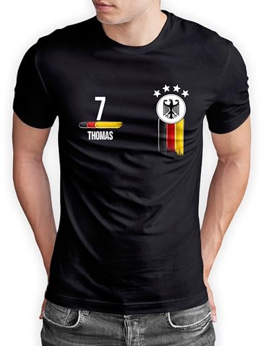 True Statements Deutschland T-Shirt „WM 2026“ Germany Trikot Fußball Shirt Herren Damen Unisex Weltmeisterschaft - personalisiert mit Zahl & Namen - Fanartikel Fan-Outfit - EU Größen S bis 5XL