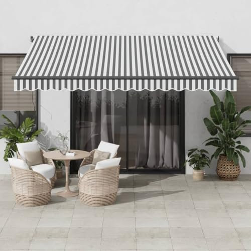 Somanki Markise Manuell Anthrazit und Weiß 400x300 cm, Sichtschutz Balkon, Balkon Markise, Seitenmarkise, Klemmmarkise, Sonnenvorhang, Balkonmarkisen - 3310230