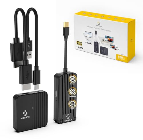 USB-C Wireless HDMI Transmitter and Receiver, Plug & Play – 1080P@60Hz, 2.4G/5G Streaming, 100FT Range, Compatible with Smartphone, Laptop, Netflix, Projector, HDTV, No App/WiFi Required
