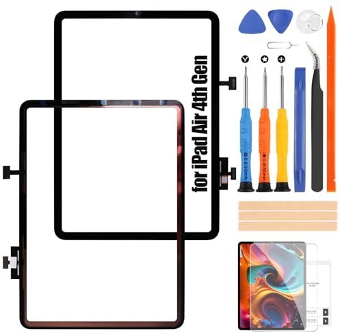 Touchscreen für iPad Air 4 10.9 Zoll 2020 Bildschirm für iPad Air 4th Genenation Digitalisierer für iPad Air 4 Touch Screen Glas A2324 A2072 A2325 A2316 Bildschirm Ersatz Kits (Schwarz, Kein LCD)