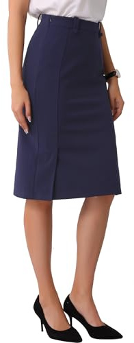 Allegra K Gonna Donna Midi Aderente Corta Gonna a Tubino Elegante Vita Alta Gonne da Lavoro e Ufficio Profondo Blu L