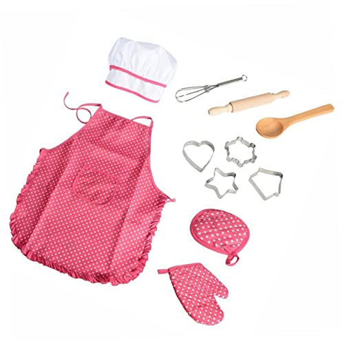 Garneck 11pezzi Grembiule Ragazzo Ragazza Cucina Set Da Chef Completo Da Cucina Per Ragazzo Ragazza Con Guanto Da e Utensili Per Gioco Di Ruolo in
