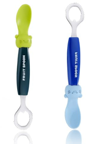 ZUWIJEQ 2pcs Baby Löffel, Babylöffel Ab 4 Monate Silikonlöffel Baby Bpa Frei Obst Schälen Ergänzendes Essen Kind Baby Passt In Den Mund Des Babys Mikrowellen,Spülmaschinen Und Gefriergeeignet