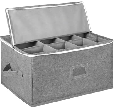 Caja De Almacenamiento De Copa De Vino Flexible Con Divisores - Caja De Organizador De Cristalería Protectora | Soporte De Copa De Vino Flexible Ideal Para Almacenamiento De Gabinetes Y Estantes