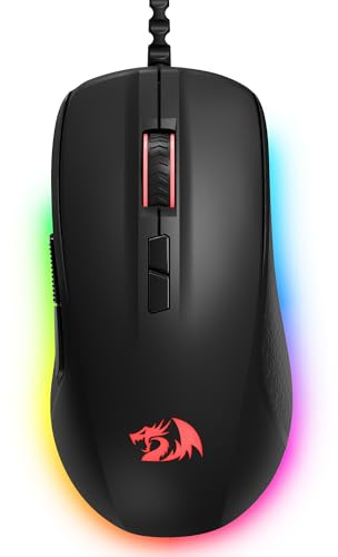 Redragon Wired Gaming Mouse, Black PC Gaming Mice with RGB Backlits, 7 Programmable Macro Buttons, Max 12800 DPI, 1000Hz Polling Rate, Cool Corded Optical Mouse for Computer/PC/Laptop/Gamer, M718-AIR