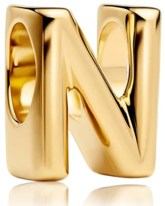 YUMINN Gold Buchstabe N Charms für Armbänder 925 Sterling Silber Schmuck Geschenke für Damen