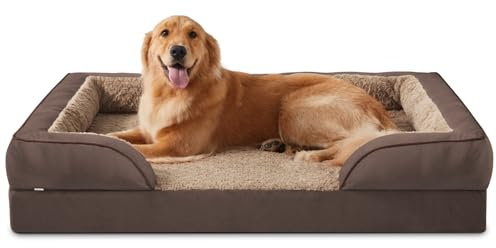 JOEJOY Panier Chien Grande Taille XL Orthopedique, Memoire de Forme Lit pour Chien Dehoussable Lavable, Coussin avec Structure en Nid d'abeille et Doublure Imperméable, Marron foncé