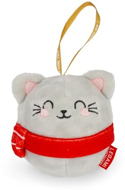 Legami - Decorazione Natalizia in Peluche Oh-Oh-Ornaments, Tema Kitty, Pallina di Natale, da Appendere all'Albero, in Poliestere, 9 x 10 x 4 cm