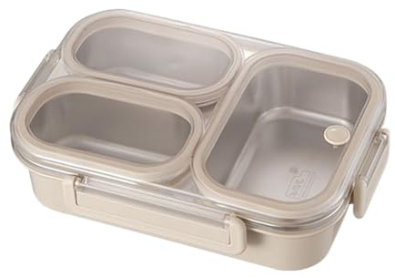 Tktouci Infantil - Acero Inoxidable | Recipiente Hermético De 3 Compartimentos Para Comidas Escuela Guardería Cena Picnic Trabajo