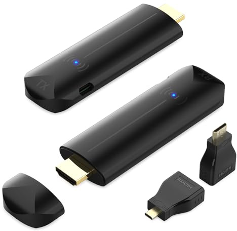 Wireless HDMI Transmitter and Receiver, 328FT/100M,Plug & Play,5G+2.4G,4K Decode 1080P Output,Portable Wireless HDMI Extender Kit for Game,Meeting,Home Theater, Streaming to Monitor from Laptop/TV Box