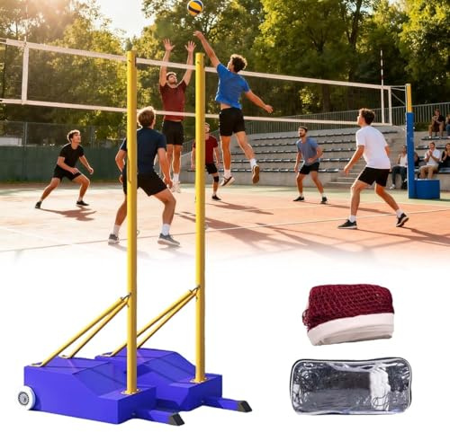 CUTANGELAR Volleybollstänger Med Volleybollnät/badmintonnät. Njut Av Flexibel Lek Med Fyra Höjdinställningar, Integrerade Hjul För Enkel Förflyttning, För Inomhus- Och Utomhusträning Och Familjelekar.