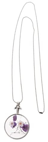 HJMMHX Naturliga torkade blommor halsband hänge pressade lavendel glas växter smycken