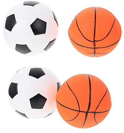 Artibetter 4 Balones Inflables de PVC, Balón de Baloncesto y Fútbol de 12cm, Juguete Seguro y Divertido en Pack de 4 Piezas para Juegos Interiores