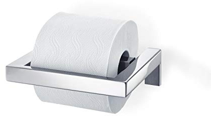 blomus -MENOTO- WC-Rollenhalter aus poliertem Edelstahl, Klopapierhalter, Toilettenpapierhalter, exklusives Badaccessoire, einfache Montage, hochwertig (H / B / T: 5 x 14 x 17 cm, Edelstahl, 68838)