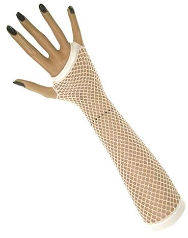 krautwear® Dam fingerlösa näthandskar handvärmare handskar långa, Vit, En Storlek