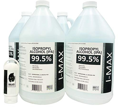 Isopropyl Alcohol 99.5% (4X1 Gallon) High Purity IPA - Made in USA - Includes A Travel Size Bottle