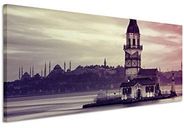 Sinus Art 120x40cm Panoramabild auf Leinwand Leanderturm Istanbul