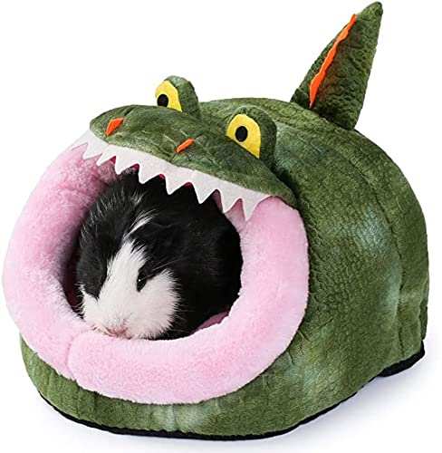 JanYoo Kleintierhöhle für Chinchilla, Igel, Meerschweinchen, Käfigzubehör, Spielzeug, für Bartagame, Hamster, Frettchen, Ratte(Krokodil,L)