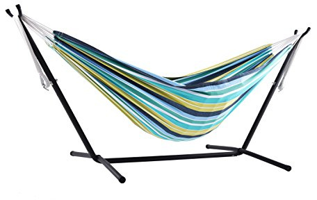 Vivere UHSDO8-29 Amaca con Supporto Brasiliana, Cotone, 250 cm, Portata 200 Kg, Cayo Reef Doppia