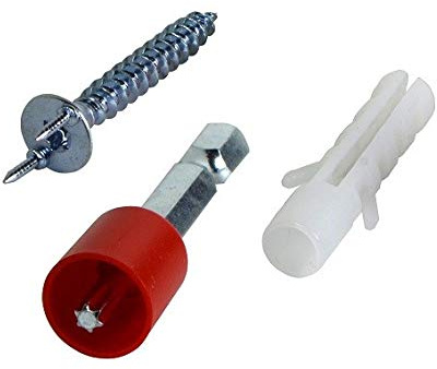 Befestigungsmaterial für Sockelleisten 30 Schrauben + Dübel + Bit+Schutzk.