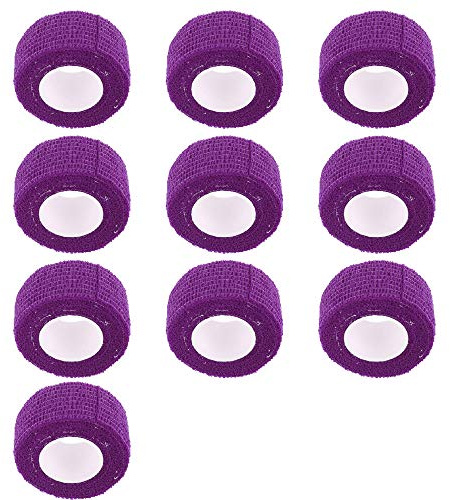 Mintice 10 x självhäftande bandage elastisk sammanhängande wrap starkt första hjälpen band lila färg för handleden ankel sport 4,5 m x 2,5 cm