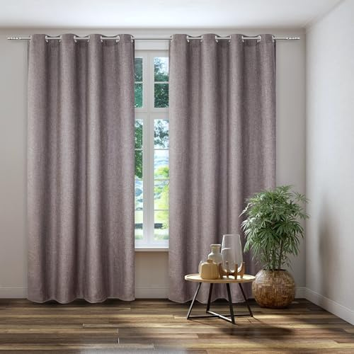 Kutti Vorhang Gardine Thermo Ösenschal Dimout braun Blickdicht Verdunkelung Breite 140 cm x Höhe 225 cm (1 Stück)