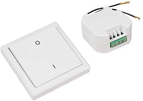McPower | Funk-Schalter Set Comfort | Wandtaster + Empfänger | 70 m Reichweite | LED geeignet | 2000W max. | Unterputz | 433 MHz