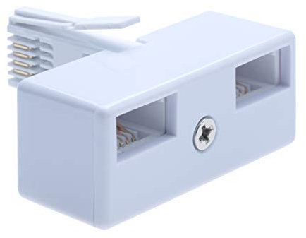 Keple BT Telephone Socket Line 2 Way Splitter | Female Jacks to BS6312 431A Male Plug | Cable UK Adapter Landline Port Converter Extender FAX Modem Corded Cordless Phone SKY| 4 Wire Converter | White